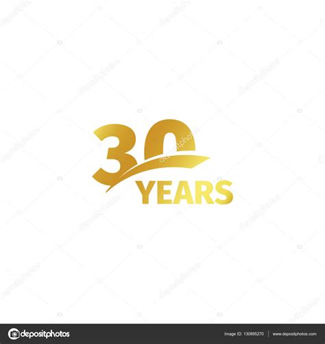 Isolated Abstract Golden 30th Anniversary Logo On White Background 30