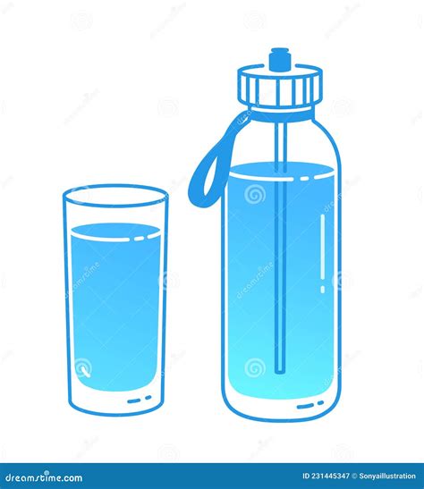 Ilustraci N Vectorial De La Botella Y El Vaso De Agua Ilustraci N Del