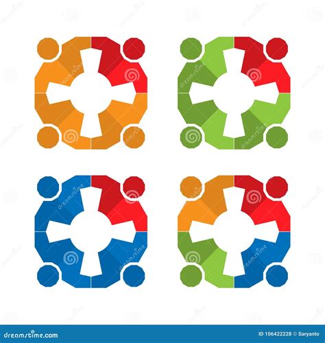 Team Working Together Group Of People Team Work Logo Vector Flat