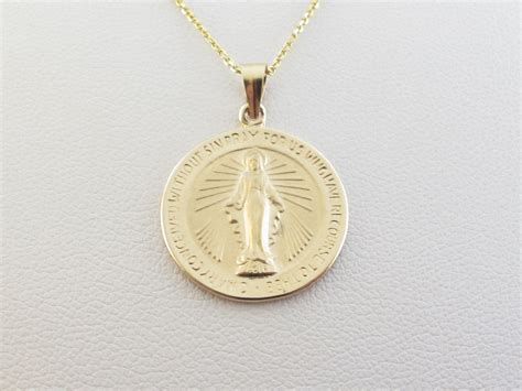 14k Solid Yellow Gold Virgin Mary Charm Pendant Necklace Etsy Charm