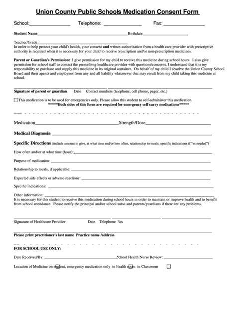 Medication Consent Form Template