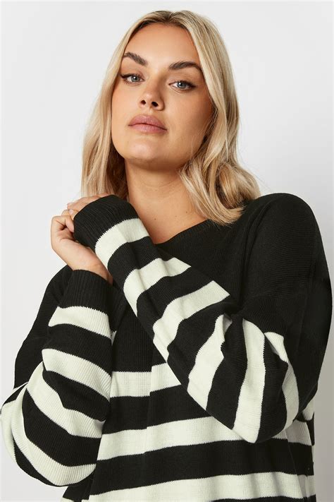 Plus Size Yours Curve Black Stripe Jumper Dress Yours Clothing