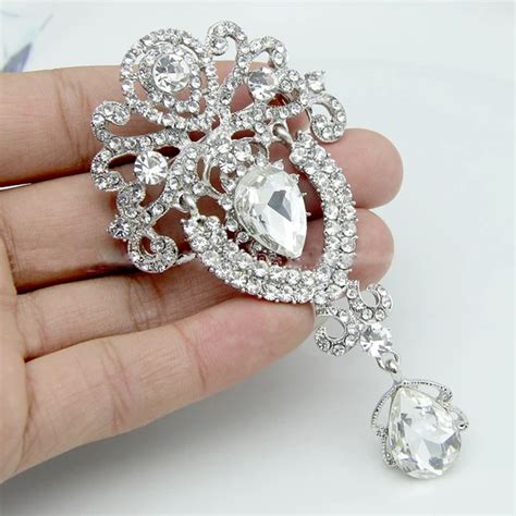 LNRRABC Women S Brooches Rhinestones Crystal Crown Large Flower Bridal