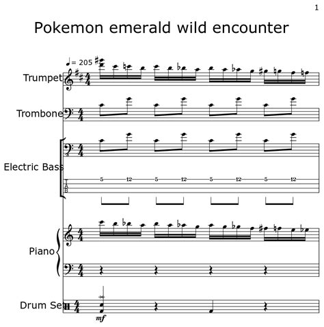 Pokemon Emerald Wild Encounter Sheet Music For Trumpet Trombone