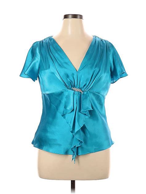 Msk 100 Polyester Teal Short Sleeve Blouse Size Xl 62 Off Thredup