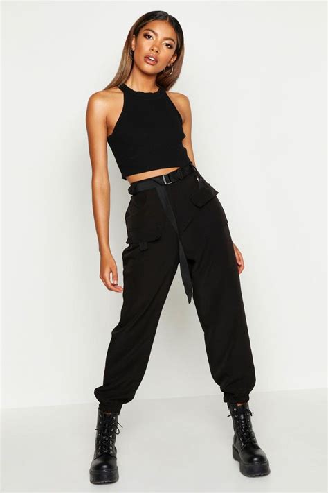 Cargo Belted Pants Boohoo Cargo Pants Outfit Women Cargos