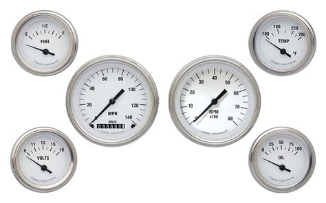 Gauge Set Speedo Tach Short Sweep Fotv White Hot