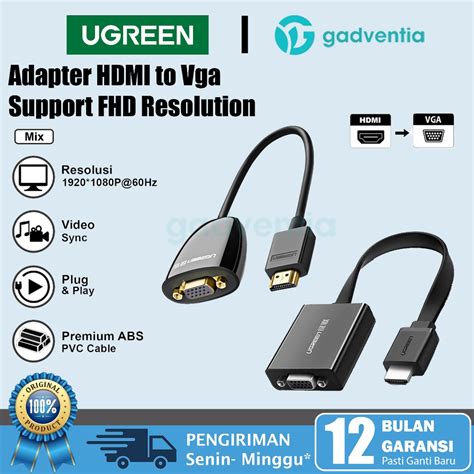 Jual UGREEN Kabel HDMI To VGA Converter Proyektor Tv Monitor Pc