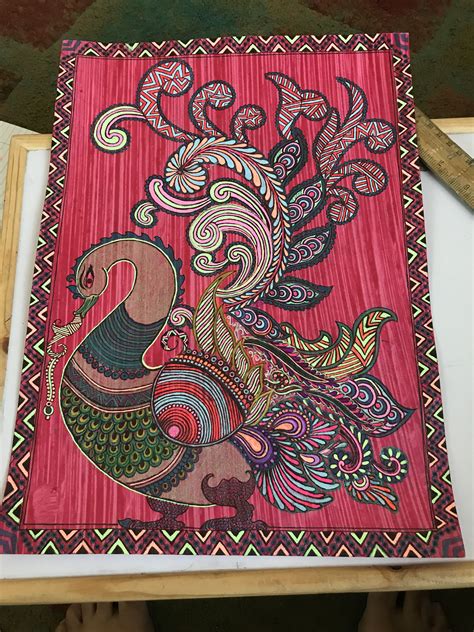 My First Attempt In Kalamkari Painting With A Touch Of Neon Colours