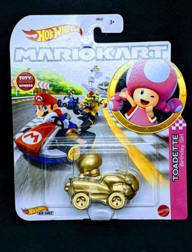 Hot Wheels Mario Kart Toadette Birthday Girl Diecast Car Custom Gold 4596760949