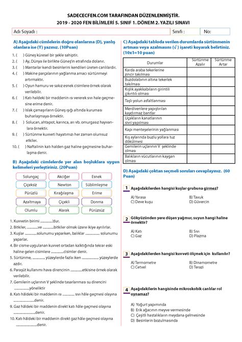 S N F Fen Bilimleri Yaz L Sinif Edebiyat Ders Kitabi Cevaplari