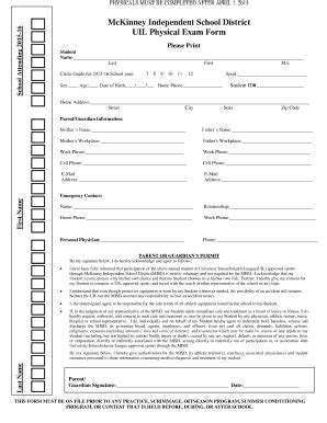 Uil Physical Form 2023 Printable Forms Free Online