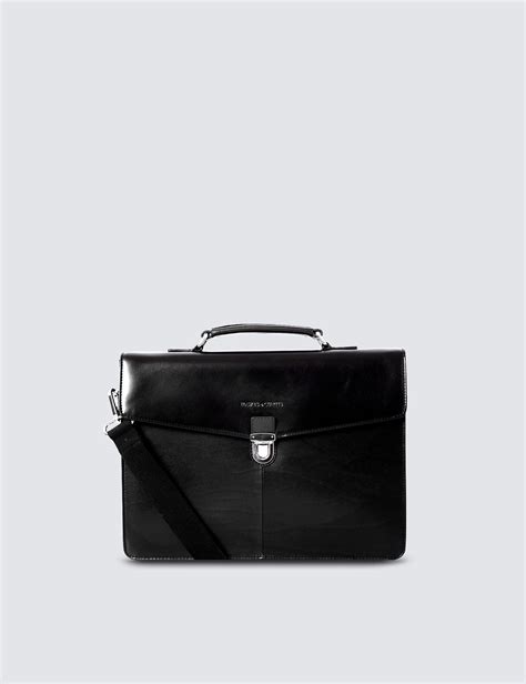 Mens Black Leather Briefcase Hawes And Curtis