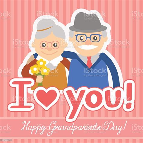 Vector Illustration Happy Grandparents Day Stock Illustration