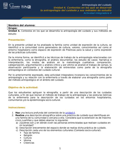 AIntegradora 4 U4 Actividad 4 Unidad 4 Contextos En Los Que Se