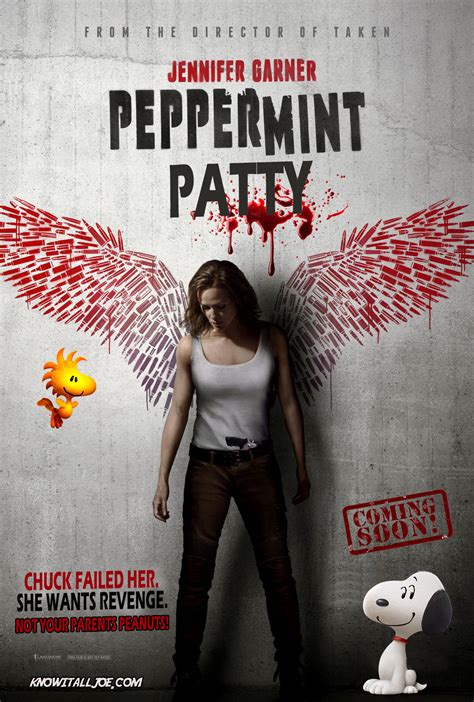 Jennifer Garner's "Peppermint" Poster "Peanuts" Style! | Know It All Joe