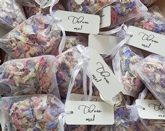 X Pink Natural Petal Wedding Confetti Bags Organza Bags Etsy