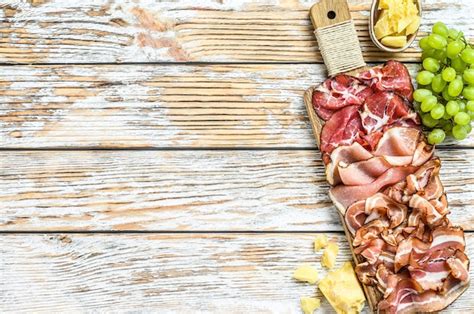 Premium Photo Meat Antipasto Board Pancetta Salami Sliced Ham