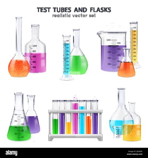 Chemical Laboratory Glassware Equipment Realistic Set Of Test Tubes