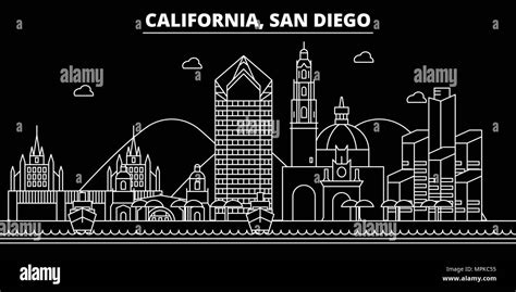 San Diego Silhouette Skyline Usa San Diego Vector City American