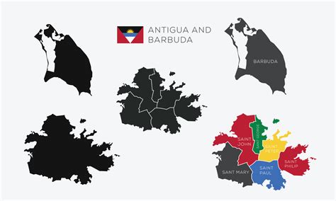 High Detailed Vector Map Of Antigua And Barbuda Borders And Names Of