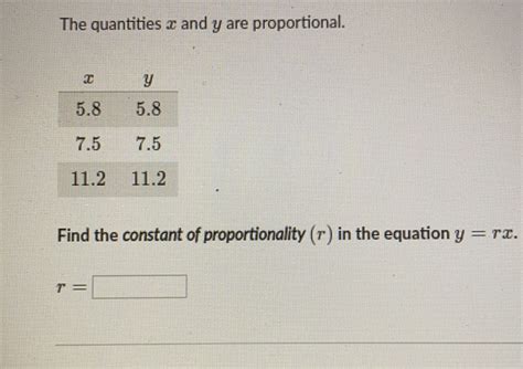 Solved The Quantities X And Y Are Proportional Find The Constant Of