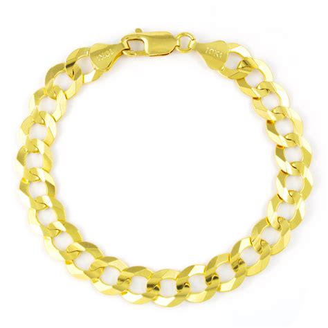 Nuragold 10k Yellow Gold Mens Solid 10mm Curb Cuban Link Chain Bracelet 8 85 9 Walmart