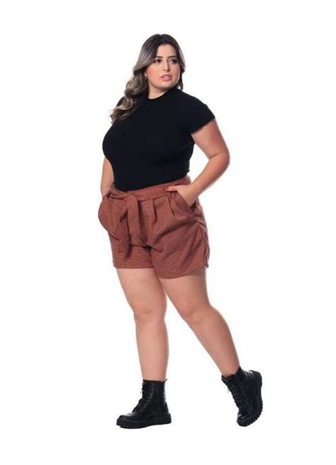 Shorts Plus Size Feminino Clochard 46 Ao 54 Razon 1104 Vermelho