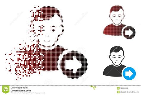 Dissipated Pixel Halftone Following User Icon Stock Vector