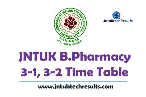 Jntuk B Pharm Sem Pci R R Regular Supply Time Tables May