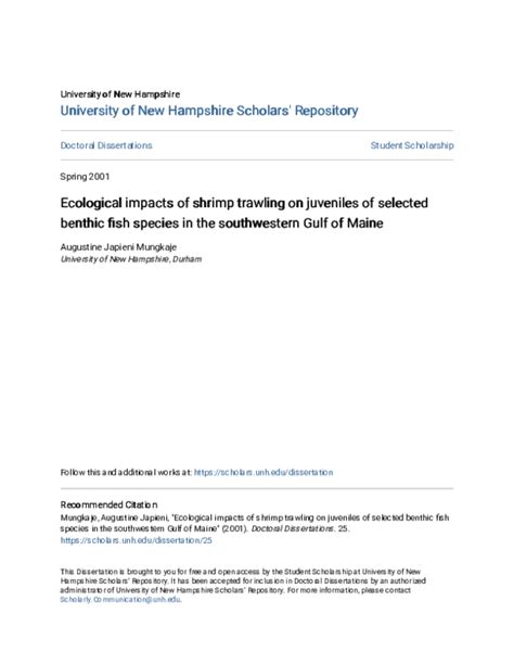 Pdf Ecological Impacts Of Shrimp Trawling On Juveniles Of Selected