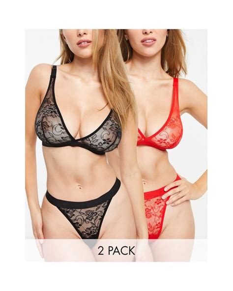 Tutti Rouge Fuller Bust 2 Pack Lace Triangle Bralettes In Black Lyst