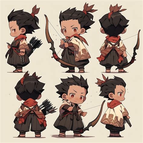 Premium Photo Colorful Male Chibi Kawaii Archer Fantasy Attire Earthy