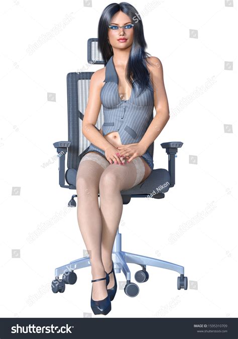 Longhaired Sexy Brunette Secretary Uniform White Stock Illustration Shutterstock