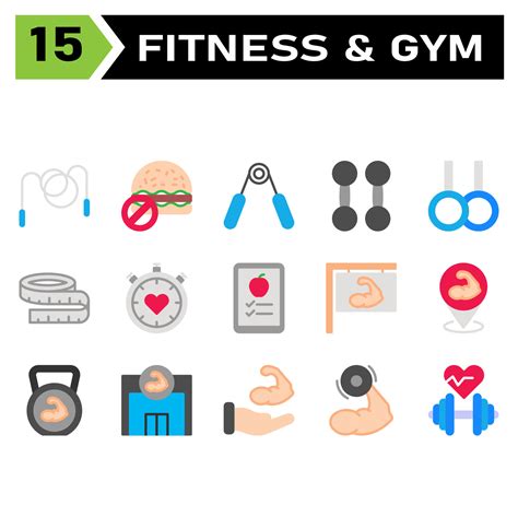 Healthy and fitness icon set include rope, jump, skip, healthy, fitness ...