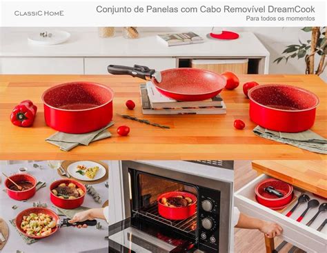 Conjunto De Panelas Antiaderentes Cabo Remov Vel Dreamcook Pe As