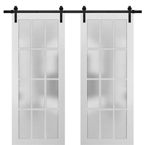 Sturdy Double Barn Door X Inches With Frosted Glass Lites