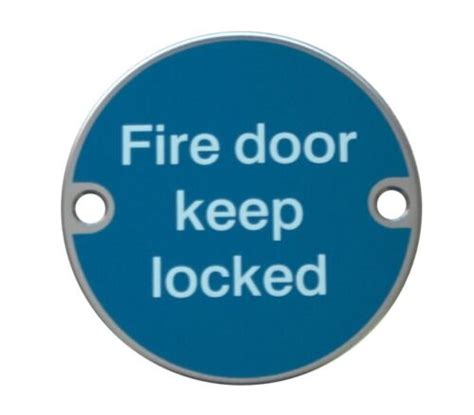 Fire Door Keep Locked Disc Sign Round 75mm Satin Stainless Steel Fire