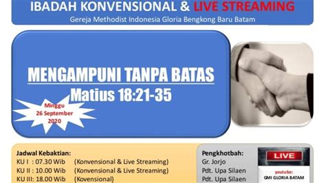 IBADAH RAYA 2 GMI GLORIA BATAM MINGGU 27 SEPTEMBER 2020 YouTube