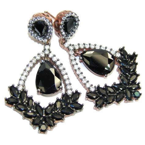 Victorian Style Black Spinel And White Topaz Sterling Silver Earrings Model 6 Maj 16 25