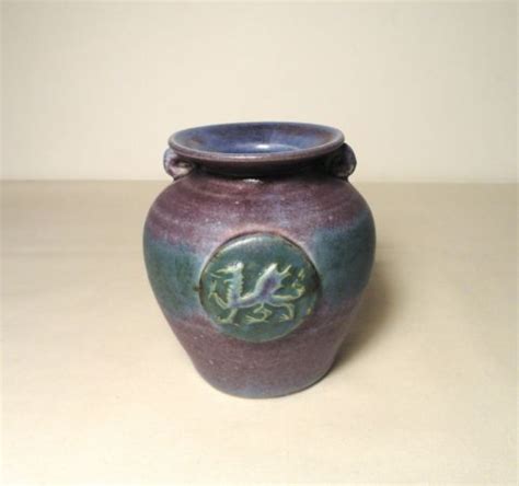 Conwy Pottery Made In Wales British Art Pottery Vase Embossed Dragon