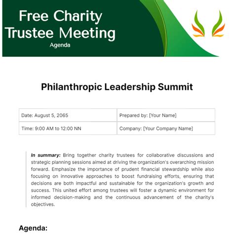 Free Charity Trustee Meeting Agenda Template Edit Online And Download