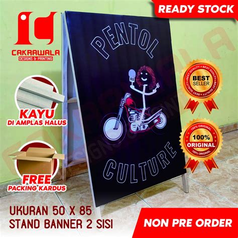 Jual STAND BANNER KAYU PENTOL UKURAN 50 X 85 STANDING BANNER KAYU