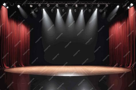 Premium Vector Empty Red Concert Hall With Spotlight Vectorempty Red