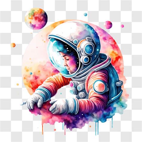 Descarga Astronauta En Traje Espacial Colorido Contemplando La Luna Y