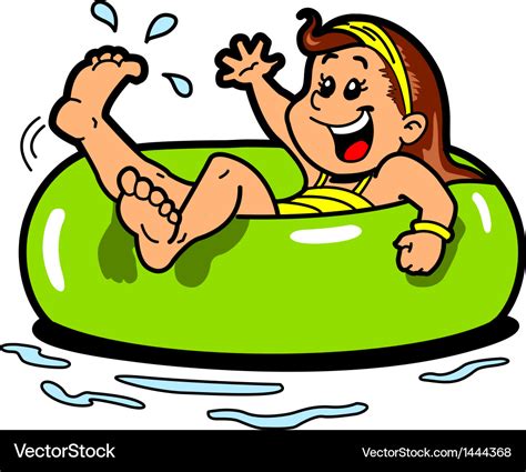 Girl Floating Inner Tube Royalty Free Vector Image