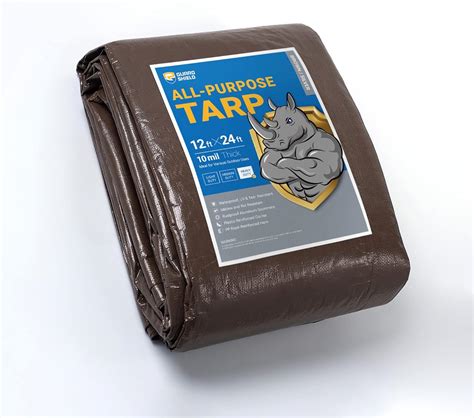 GUARD SHIELD Tarps Heavy Duty Waterproof 12x24 Feet Brown Bright Silver