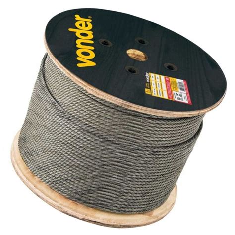 Cabo de Aço Galvanizado Alma de Fibra 3 97 mm 5 32 Pol 6 x 7 VONDER