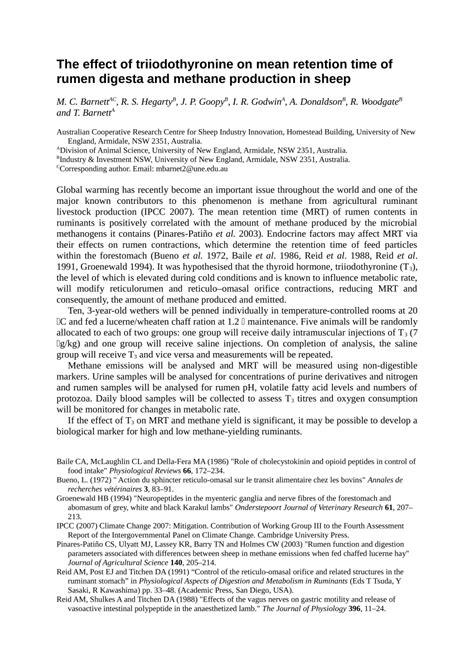 PDF The Effect Of Triiodothyronine On Mean Retention Time Of Rumen