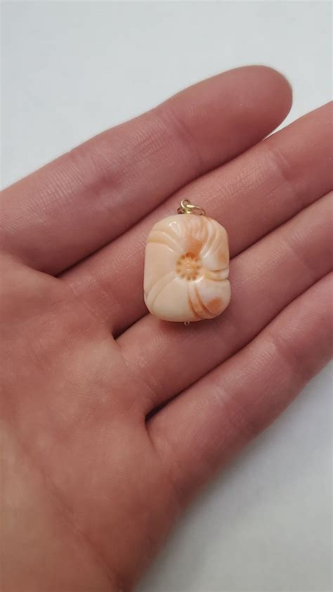 Vintage Coral Carved Angel Gem